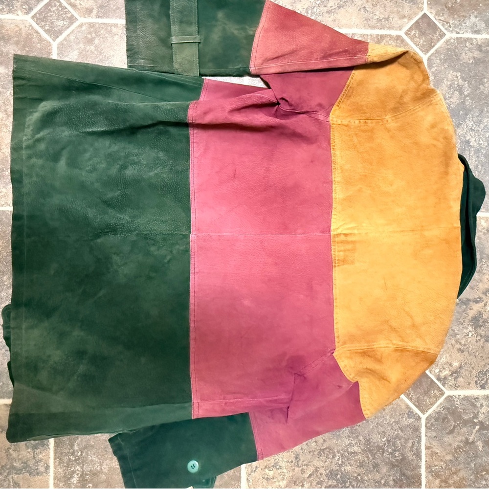 Ganni Colorblock Jacket in Green, Purple, and Tan - Picture 9 of 10
